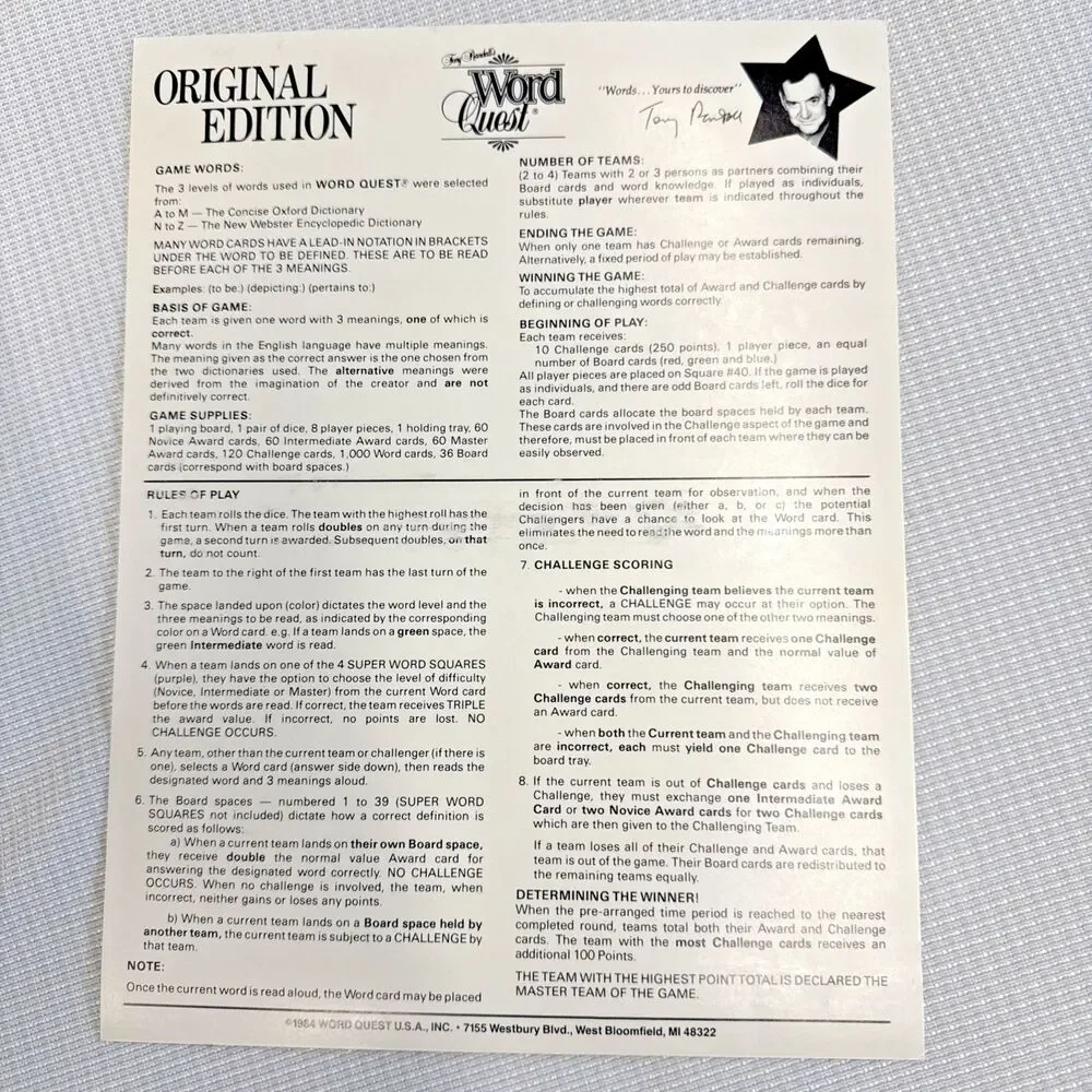 Word Quest tony randall